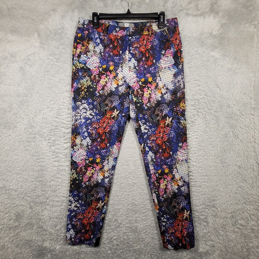 Tristan Floral Print Pants Womens 10 Colorful Casual Ankle Trousers Pockets